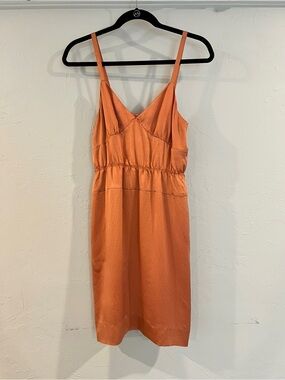 J. Crew 100% Silk Orange Slip Dress Size 0 Spaghetti Strap Summer Wedding Guest
